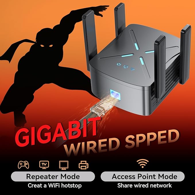 2026 WiFi Extender Signal Booster, 10X Faster WiFi 6 Extender, 18899 sq.ft. Internet Repeater for Home, Dual-Band Network Extender, Wireless Router Signal Amplifier w/Gigabit Ethernet Port, Easy Setup