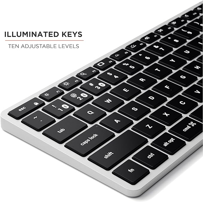 Satechi Slim X1 Bluetooth Backlit Keyboard for Mac, Illuminated Keys & Multi-Device Sync, for MacBook Air/Pro M4, iPad Air/Pro M4/M3, iPad mini, Mac mini, iMac - Silver