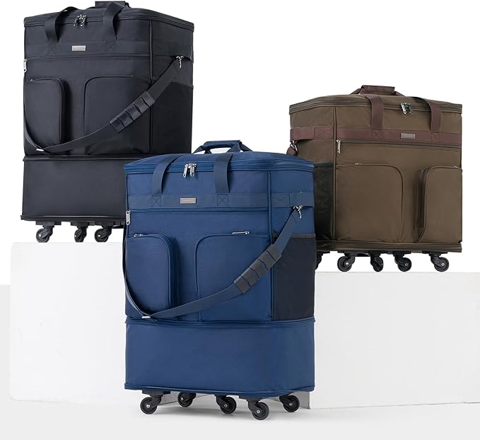 Hanke Expandable Collapsible Luggage with Wheels Suitcase, Rolling Travel Bag, Duffel Garment Tote Bag for Men Women, Lightweight Suitcase, Large Capacity Luggage with Spinner Wheel (Coffee)