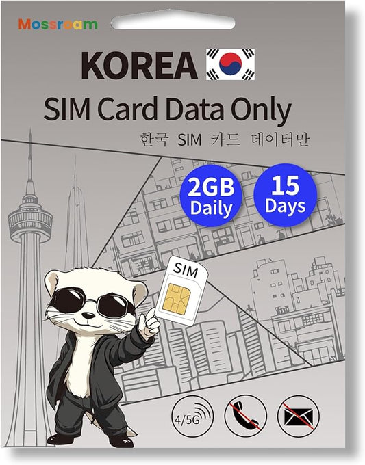 Korean SIM Card-High Speed 4/5G LTE for Fast Browsing,15 Days Plan,2GB Prepaid Data Daily, 3 in 1 SIM Card for Korea Business Travelers