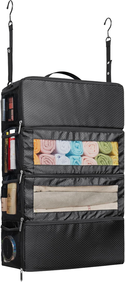 Suitcase Organizer, Travel Luggage Organizer Hanging Shelves Packing Cube Closet/Collapsible Portable Travel Organizer for Carry-on