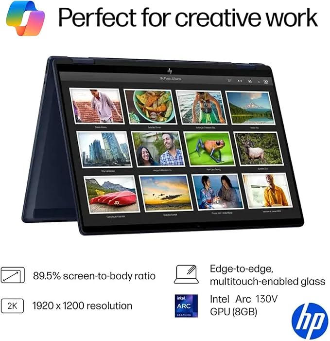 HP Omnibook X Flip 2 in 1 14’’ 2K Touchscreen Laptop, Convertible Laptop 16GB DDR5 RAM 1TB SSD, Intel Core Ultra 5 226V, Intel Arc GPU, Thunderbolt 4, Windows 11, 1 Year Office 365 with Microsoft Pen