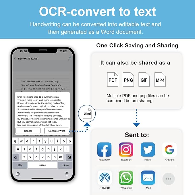 Smart Sync Pen for Note Taking with Notebook and Writing Board,Real-time Sync for Digitizing,Convert to Text,Storing,Sharing Paper Notes via APP on Smartphone/IPAD (Android and iOS)