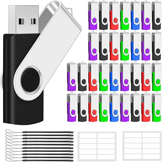 AreTop 50 Pack 4GB USB Flash Drives Bulk of 2.0 Thumb Drives Pack 4GB USB Drive Bulk Pen Drive Zip Drive Memory Stick with Lanyard for Storage and Backup (Mixed Colors 50pcs)