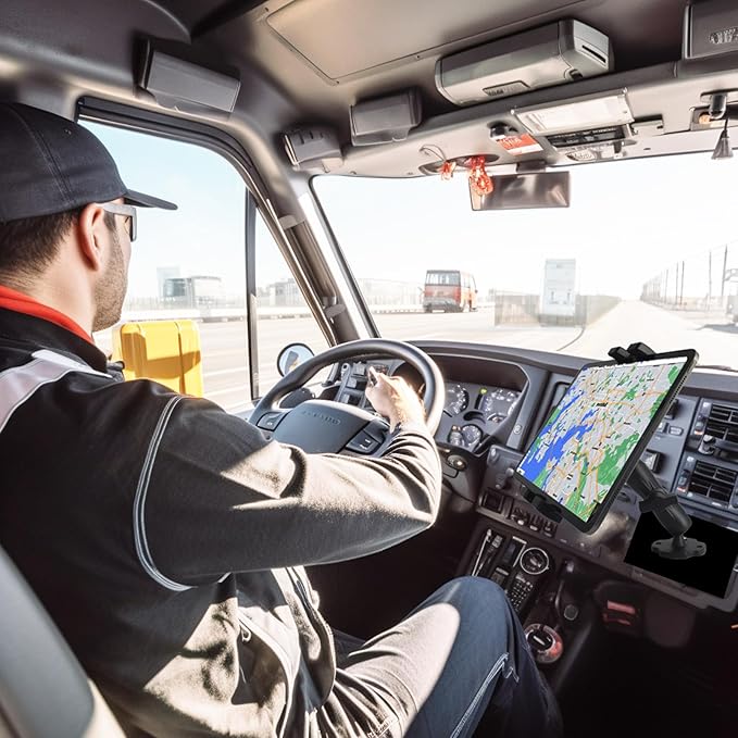 Tablet Mount for Truck Aluminum Arm iPad Mount Car Holder for 6.5"-12.9" iPad mini/Air/Pro,Drill Base Heavy-Duty Fit for 1" B Size System