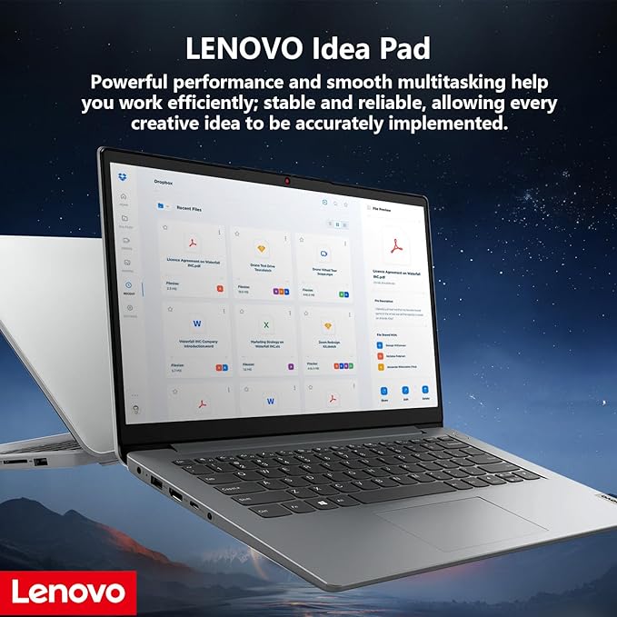 Lenovo IdeaPad 1 Everyday Laptop, 14" HD Display, 12GB RAM, 640GB Storage(128GB eMMC + 512GB PCIe), 1 Yr Office 365 Included, Intel Core Processor, Win 11 Home, Bundle with Thunderobot Wireless Mouse