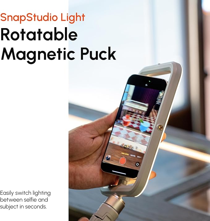 ShiftCam SnapStudio Light - Magnetic LED Ring Light with Adjustable Brightness, AdjustableTemperature, USB-C Charging, MagSafe Compatibility - Ideal for Vlogging and Mobile Photography (Midnight)