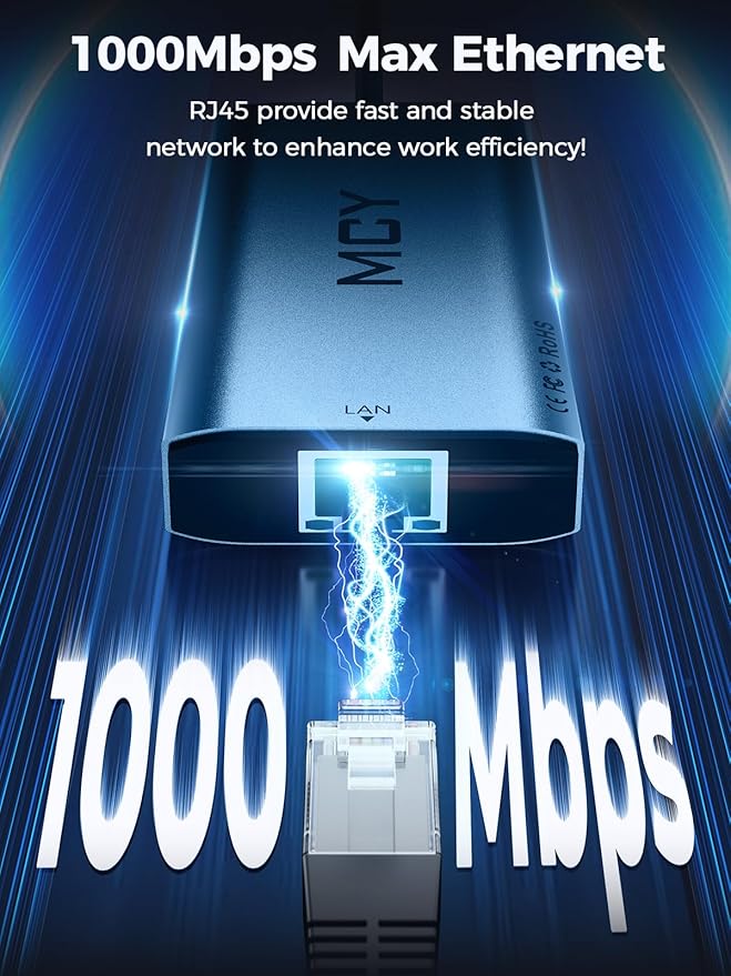 MCY USB C Hub,Laptop Docking Station Dual Monitor Single 8K,2x4K@60Hz,10 in 1 Type-C Multiport Adapter with 2 HDMI,PD100W,Extender Splitter,Card Reader,Ethernet Dock for Mac/Dell/HP/Surface/Steam Deck