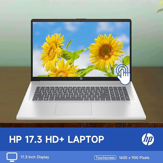 HP High-Performance 17.3" Laptop, 17.3" HD+ Touchscreen, 8-Cores Intel i3-N305, 32GB RAM, 128GB eMMC + 2TB PCIe SSD, Webcam, HDMI, Numeric Keypad, Wi-Fi 6, Windows 11 Pro, Silver