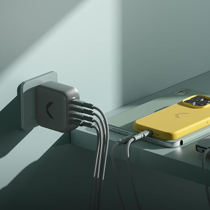 Clemm Core 100W GaN USB-C Charger, 4-Port Fast Charging Adapter with PPS, 3 USB-C & 1 USB-A for MacBook Pro, iPhone 16/15/14/13/12/11/X, iPad, Samsung Galaxy S24/S23 & More