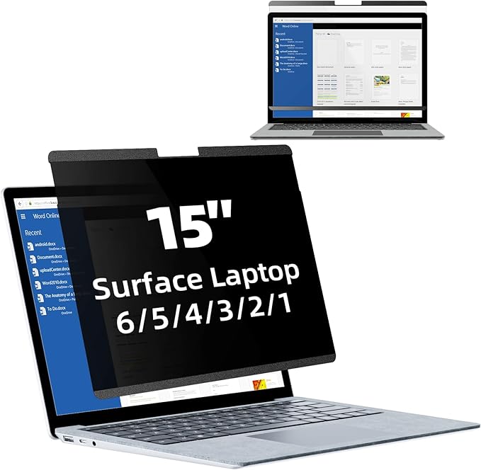 Mamol Magnetic Privacy Screen for 15 inch Surface Laptop 6/5/4/3/2/1, Removable Anti Spy Glare Blue Light Filter, Microsoft Surface Laptop Privacy Screen Protector 15 in