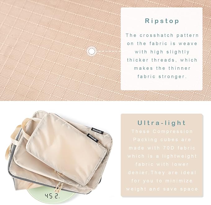 BAGAIL 6 Set Ultralight Compression Packing Cubes Packing Organizer for Travel Accessories Luggage Suitcase Backpack