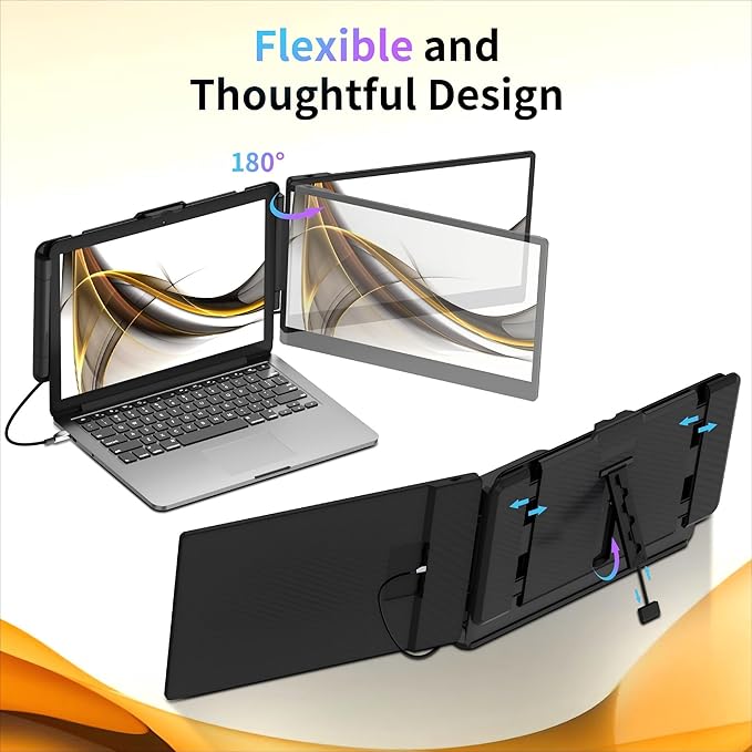 Laptop Screen Extender Portable Monitor, Dual Monitor Extender for Laptop, 14.1" Screen 1080P FHD Display, Fit for 13-17" Laptops, Plug & Play Compatiable with Win/Mac/Chrome/Android/Switch