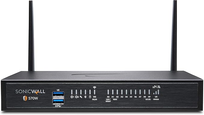 Sonicwall TZ570W Wireless with 8x5 Support (02-SSC-5860) | TZ570W Wireless Network Security Appliance with 1 Year 8x5 Support License | Next-Generation Firewall | 8X 1GbE Ports, 2X 5GbE Ports