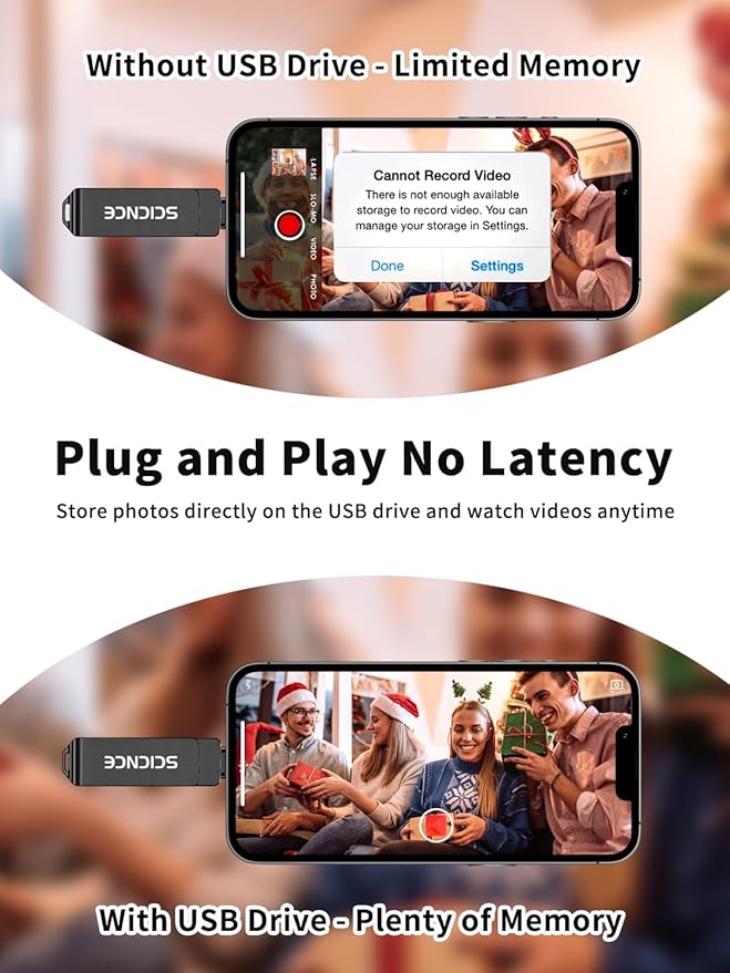 SCICNCE 512GB Flash Drive Intended for iPhone, USB Memory Stick Storage Backup for Photos Videos, Plug and Play No APP Required, Compatible with iPhone iPad Android and Computers (Metal Gray)