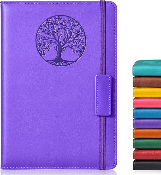 Lined Journal Notebook for Women Men,256 Pages A5 Hardcover Leather Journals for Writing,Travel,Business,Work & School,College Ruled Notebooks for Note Taking,Diary Notepad 5.7"×8.3" purple