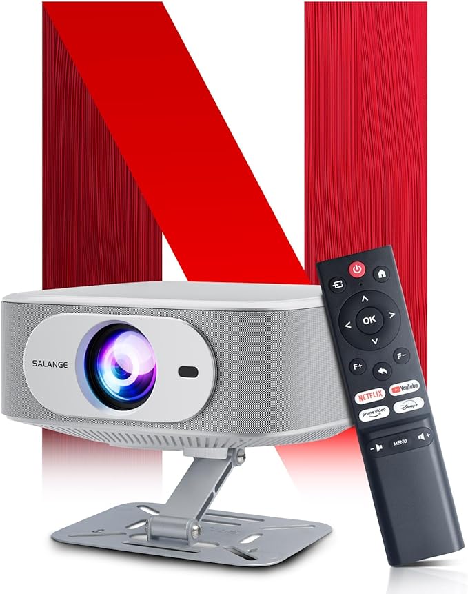 Netflix Licensed Projector with Wifi Bluetooth 4K, Auto Keystone/Electric Focus, Smart Android 13 NTV, 400 ANSI Lumen, 1080P Native Outdoor Movie Projector, Mini Portable, Built-in Apps (2025)