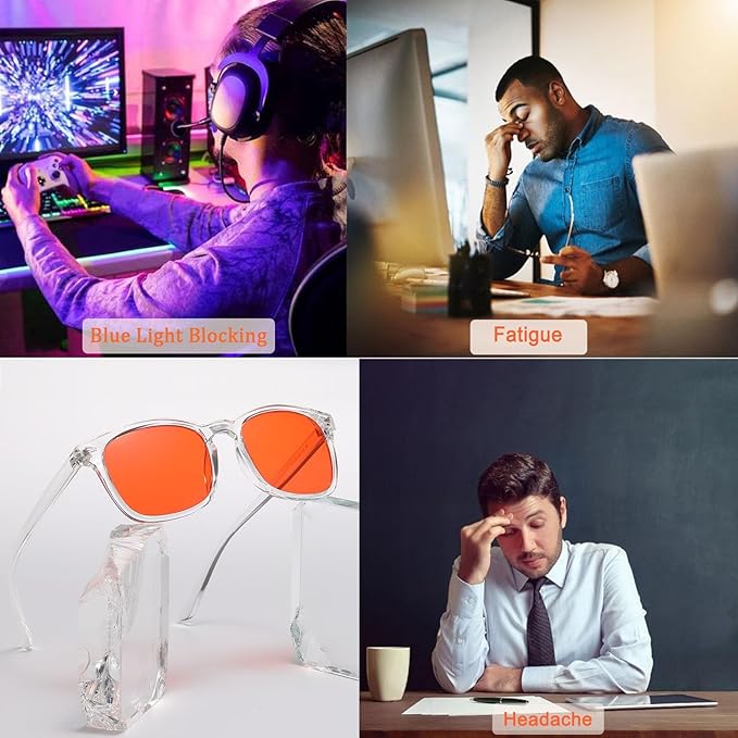 Blue Light Blocking Glasses Amber Gaming Glasses for Women Men Gaming Computer Glasses for Better Sleep/Eyes Strain