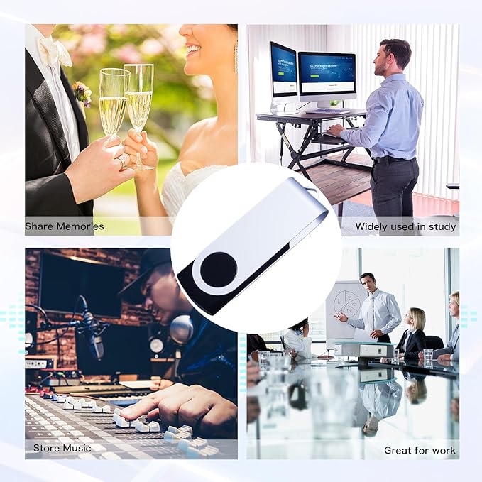 32GB Flash Drive 10 Pack, Wooolken USB 2.0 Thumb Drive Bulk Pen Drive Metal Swivel Memory Stick 32 GB 10 Colors Multipack Value Zip USB Drives with Lanyard