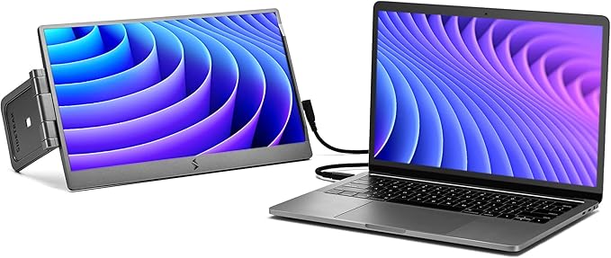 SideTrak Swivel 14" Portable Monitor - Laptop Screen Extender with Patented Swivel Hinge, Dual FHD Display, USB-C & HDMI, Dark Gray