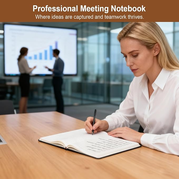 Vivin B5 College Ruled Notebook for Work,6.9"x9.8" Leather Hardcover Journal,192 Pages Professional Lined Notebook for Office & Business