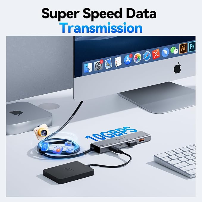 USB HUB 3.2, TSUPY USB 3.0 HUB 10Gbps USB 3.2 Gen 2 USB HUB with 4 Multi USB Ports, 4FT Extended Cable HUB for MacBook Air/Pro,Laptop,PC and More