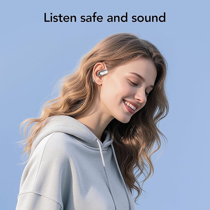 MFish Open-Ear Headphones, Open-Ear-Earbuds Wireless Bluetooth, Waterproof Bone Conduction Over-The-Ear Headphones, Impactful Sound with Adaptive Bass Boost, Comfortable Fit Running Headphones, Pink