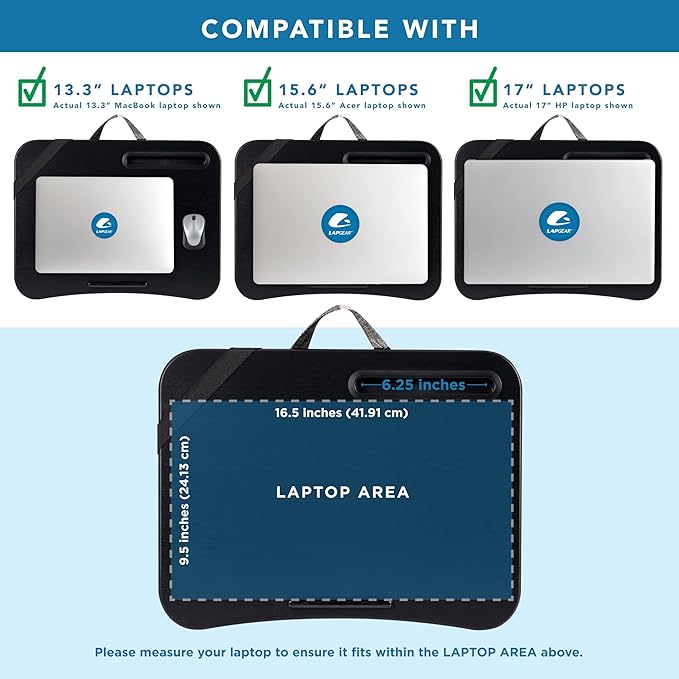 LAPGEAR Designer Lap Desk 2-Pack with Storage Basket, Phone Slot & Device Ledge – Buffalo Check – Fits Laptops up to 15.6" – Style No. 70428