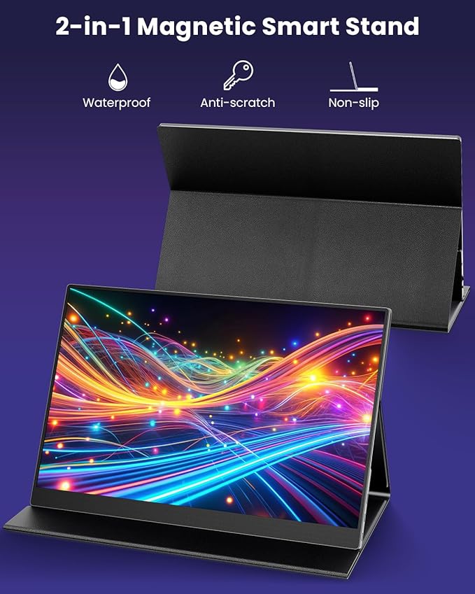 16" 2.5k Portable Computer Monitor,Gaming Monitor,Portable Monitors for Laptop PC Mac Phone PS5,120Hz 100% sRGB LTPS Display HDR Screen Extender with Smart Cover, USB C & HDMI,Travel Work Home