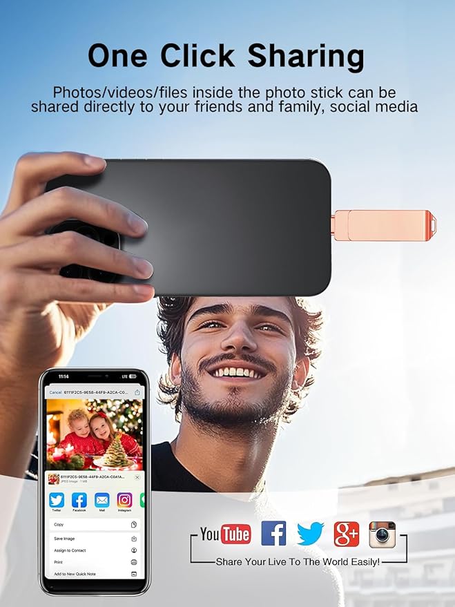 SCICNCE 256GB Flash Drive Intended for iPhone, USB Memory Stick Storage Backup for Photos Videos, Plug and Play No APP Required, Compatible with iPhone iPad Android and Computers (Rose Gold)