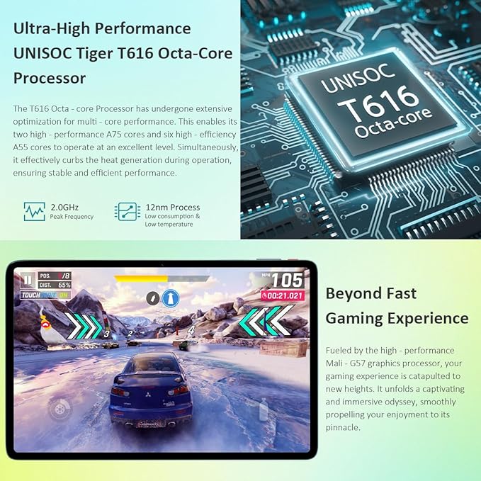 Android Tablet with SIM Card Slot Unlocked, 12 in Large Tablets, 16GB RAM+256GB ROM, 4G LET Cellular Tablet, WiFi BT5.0 GPS Octa-Core, 8000mAh, Dual Camera, Supports Telephone Functions