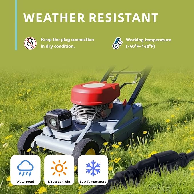 12ft Indoor Outdoor Extension Cord - 12/3 SJTW Heavy Duty Extension Cable with 3 Prong Grounded Plug for Safety -15Amp 1875W Black Electric Cord Great for Garden, Appliances