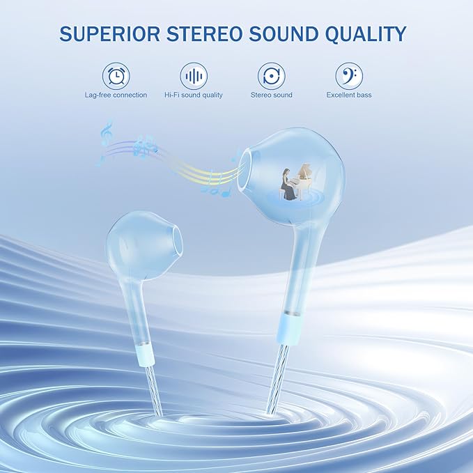 Earbuds Headphones with Microphone Pack of 5, Noise Isolating Wired Earbuds, Earphones with Powerful Heavy Bass Stereo, Compatible with Android, Phone, Laptops, MP3 and Other Interfaces (3.5mm)