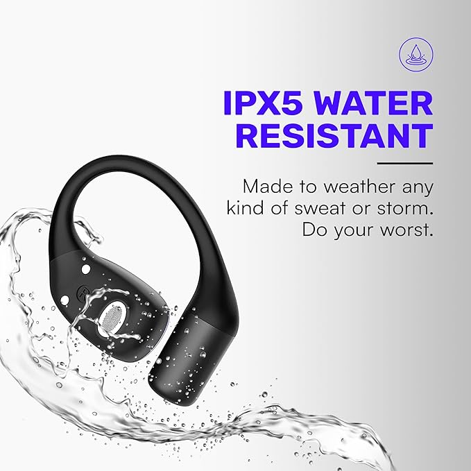 Raycon Essential Open Earbuds – True Wireless Open Ear Bluetooth 6.0 Headphones, Ultra-Lightweight, Comfort Hook Design, IPX5 Water Resistant, 36 Hours of Battery Life (Black)