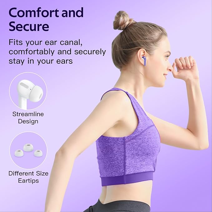 TAGRY Bluetooth Headphones True Wireless Earbuds 60H Playback LED Power Display Earphones with Wireless Charging Case IPX5 Waterproof in-Ear Ear buds with Mic for TV Smart Phone Laptop Computer Sports