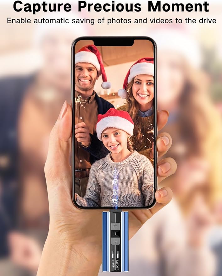 512GB Flash Drive Intended for iPhone iPad Android and Computers, 4 in 1 Photo Stick for Phone Memory Storage Easily Backup Photos Videos, Plug and Play, No Application Required (Navy Blue)