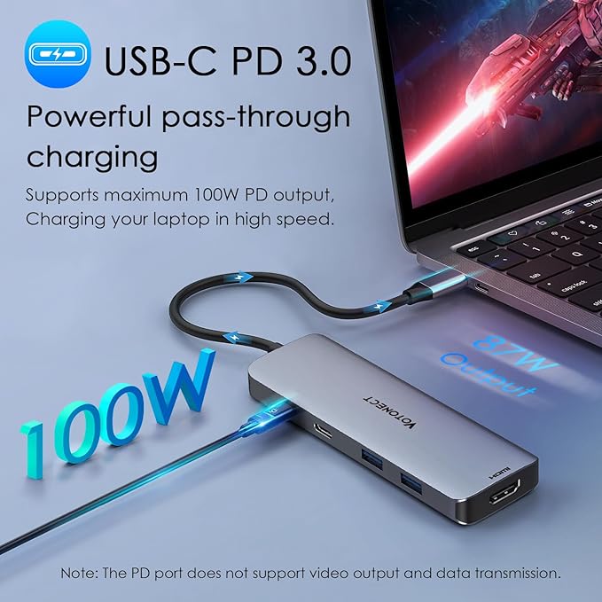 USB C Hub 10-in-1 with 4K HDMI Adapter, SD/TF Card Reader, 100W PD Charging, 2 USB 3.0 Ports, and 3 USB 2.0 Ports for MacBook Pro/Air, Dell XPS, Lenovo ThinkPad, etc.