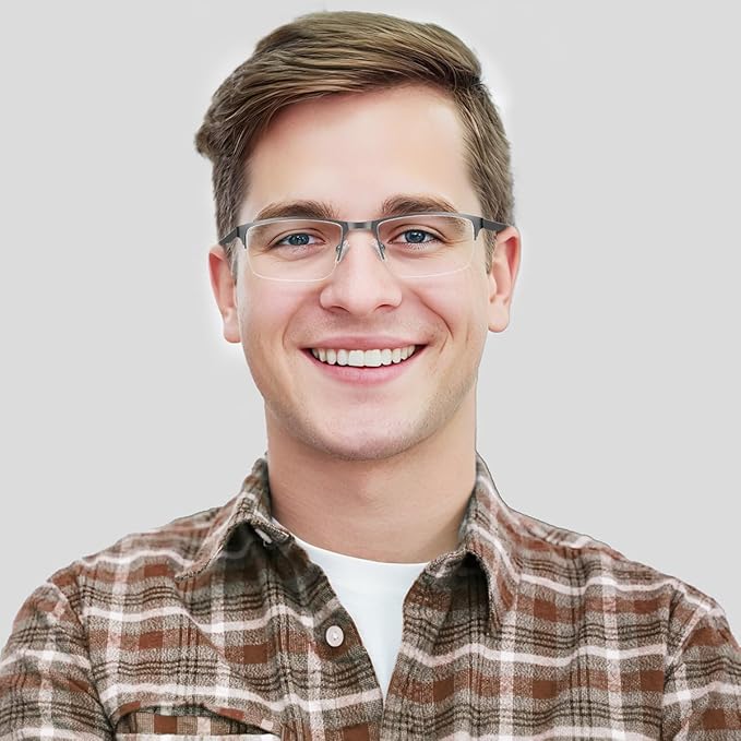 EYECEDAR 5 Pack Blue Light Blocking Reading Glasses for Men Computer Eyeglasses Metal Half Frame Spring Hinges Readers for Men 1.75