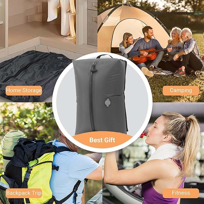 Vacuum Compression Travel Bag, Waterproof Zipper, Space Saver Packing Cube with One-Way Valve & Handle, Durable TPU Polyester Material, for Luggage & Backpack (1 bag 1 pump)