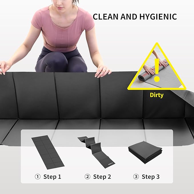 PROIRON Foldable Yoga Mat 0.24"/0.16" for Home Workout & Travel, Non Slip Travel Yoga Mats with Carry Bag, Packable Yoga Mat for Home Gym, Pilates, Fitness,Stretching