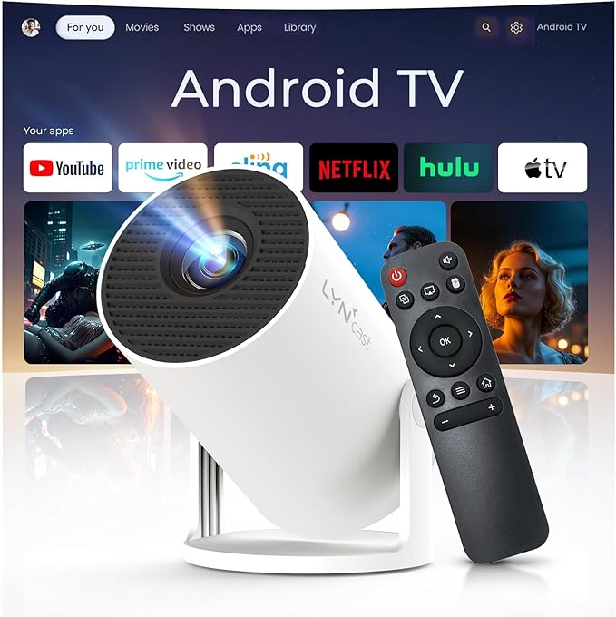 Mini Projector with WiFi and Bluetooth Built-in Android 11, 1080P 4K Support Portable Projector LYNCAST 180°Rotatable Upgrade HY300pro+ Projector for Home,Outdoor Use OptiBarrel 005