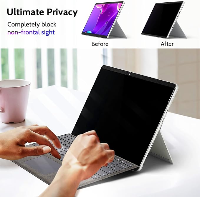 Magnetic Privacy Screen for Surface Go 4/3/2/1 10.5 Inch, Removable Anti Blue Light Glare Filter, Black Security Private Apy Block Protector