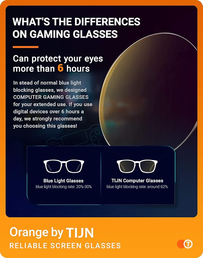 TIJN Gaming Glasses Blue Light Blocking Glasses for Women Men Nerd Eyeglasses Anti Eyestrain Anti UV Glare