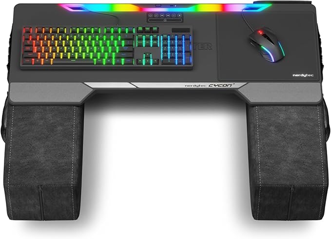 Couchmaster CYCON³ HORIZONLIGHT Bar, Ultimate Ergonomic USB-Hub Gaming Lap Desk for Couch and Bed, Large, Stable and Compatible with All Keyboards and Mouse/Mice, Laptops, PCs, PS4/5, Xbox
