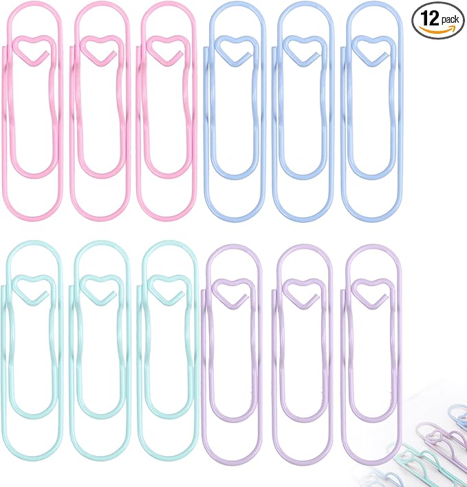 12 Pcs Macaron Color Metal Pen Clips, Stainless Steel Pastel Pen Holders for Office Organization, Students, Teachers, Journals, Notebooks, Planners, Clipboards, Sketchbooks, Diaries and Documents