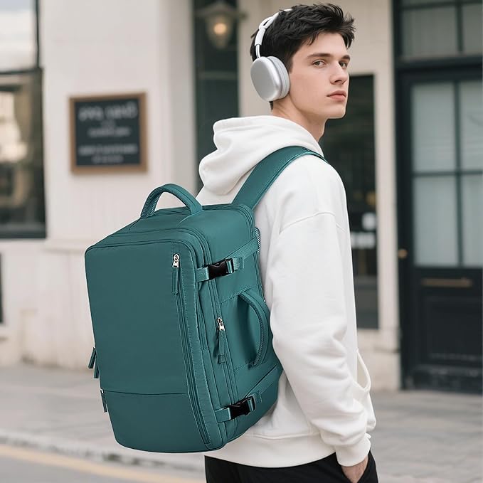 Beraliy Travel Backpack, Carry on Backpack, Airline Approved Personal Item Bag, 16 Inch Laptop Backpack, Waterproof Hiking Daypack Backpack, Weekender Bag, Peacock Blue