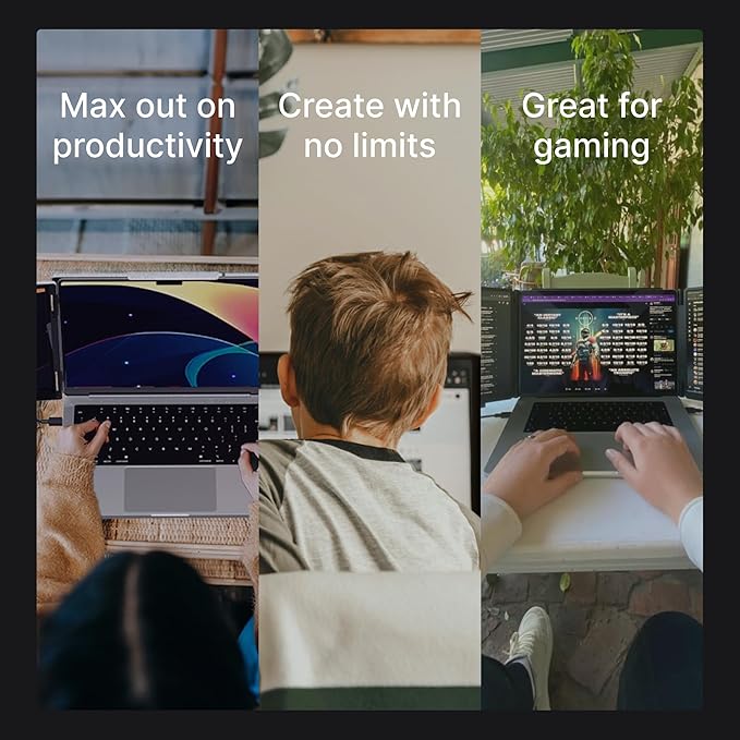 16" Pro Triple Laptop Screen Extender, Dual 16" 2k Portable Monitors, 144Hz, 100% DCI-P3, Compatible with 16" MacBook Pro M1, M2, M3, M4 & Windows Laptops, for Gaming, Creators, & Professional