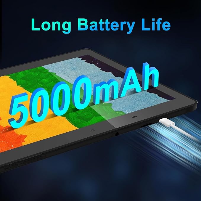 10.1" Android 14 Tablet with Stylus Pen | 6GB RAM 32GB ROM 128GB Expand | Quad-Core CPU, 5000mAh Battery | IPS HD Display | Study & Work Tablet with Screen Protector