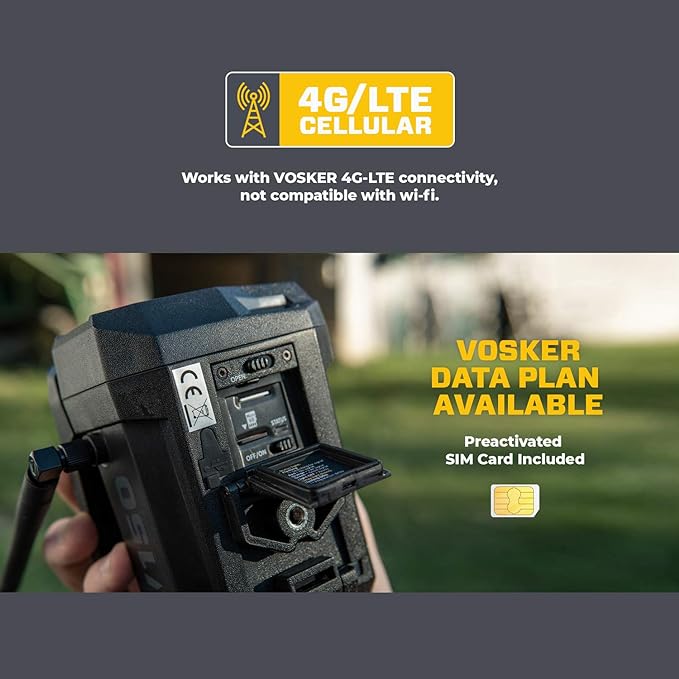 Vosker V150 Solar-Powered LTE Cellular Home Security Outdoor Camera | Motion Activated Photo Capture Nightvision Wireless Camera | Receive Photos (No Video) on Your Mobile App (V150-Nationwide Pack)