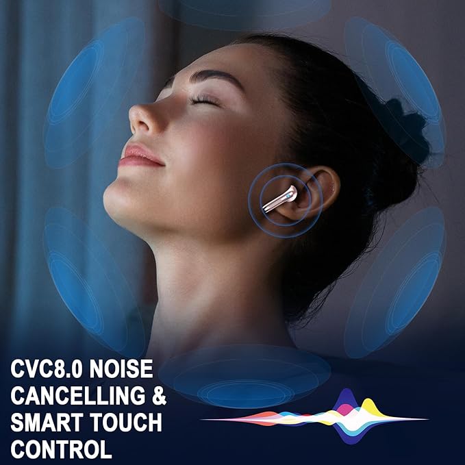 Wireless Earbuds, Bluetooth 5.4 Ear Buds LED Power Display Headphones Bass Stereo, Bluetooth Earbuds in-Ear Noise Cancelling Mic, 40H Playback Mini Case IP7 Waterproof Sports Earphones for Android iOS